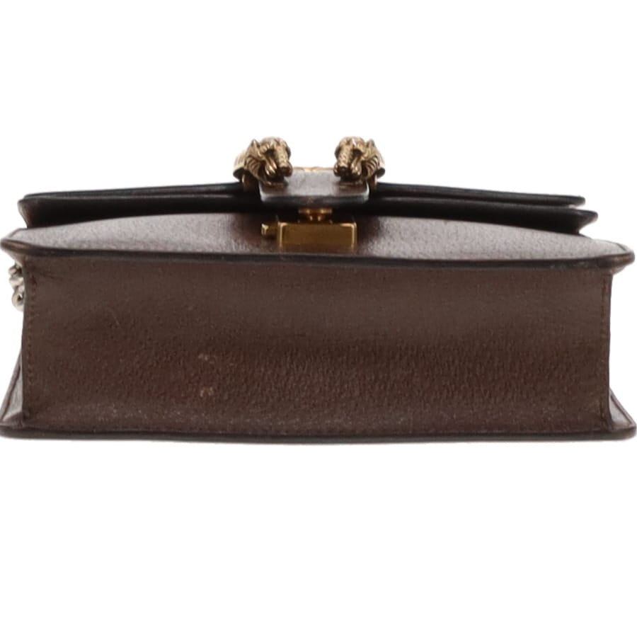 Gucci Brown Leather and Web Detail Mixed HW Mini Dionysus