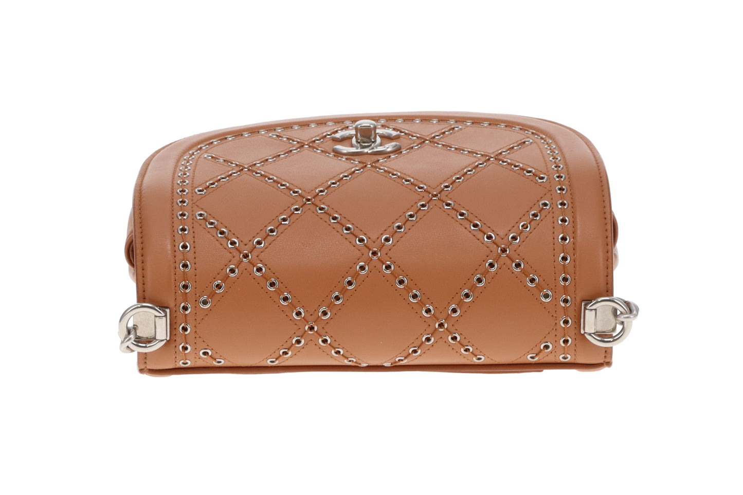 Chanel Coco Eyelets Saddle Bag Tan 2018