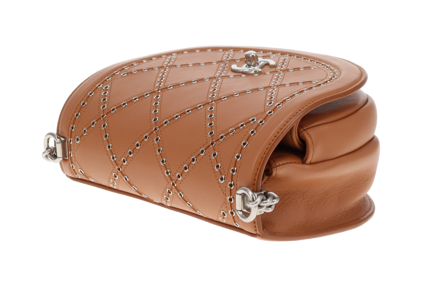 Chanel Coco Eyelets Saddle Bag Tan 2018