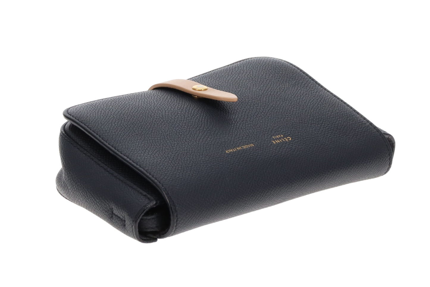 Celine Strap Crossbody & Clutch  Navy and Tan Leather