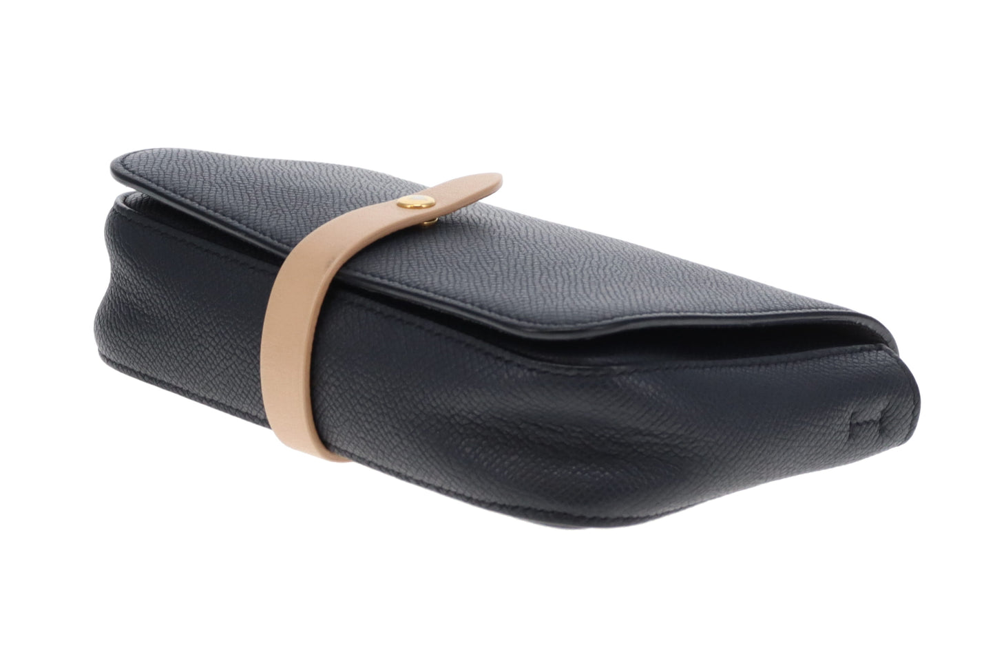 Celine Strap Crossbody & Clutch  Navy and Tan Leather