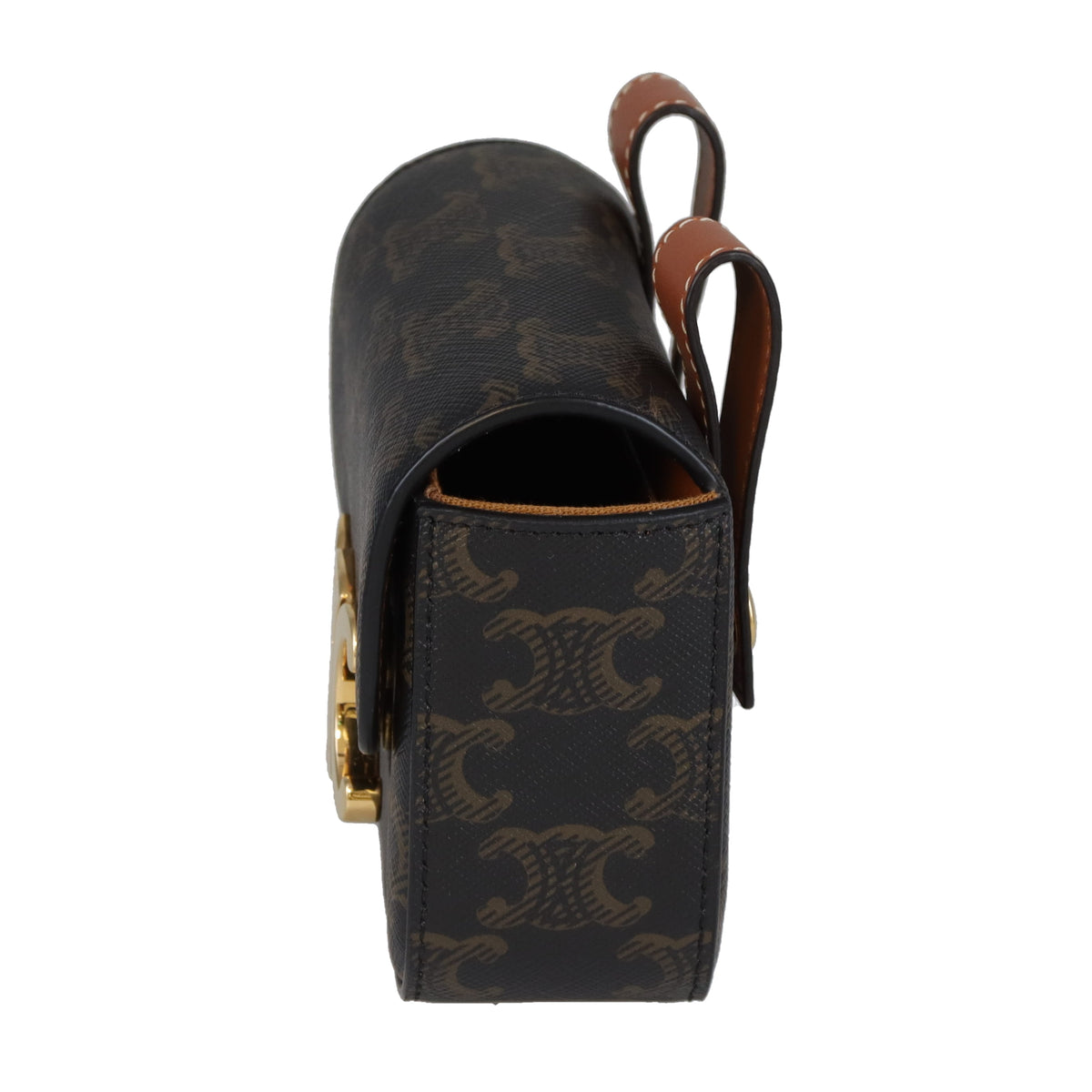 Celine Belt Pouch Mini Triomphe Canvas and Tan Calfskin 75cm