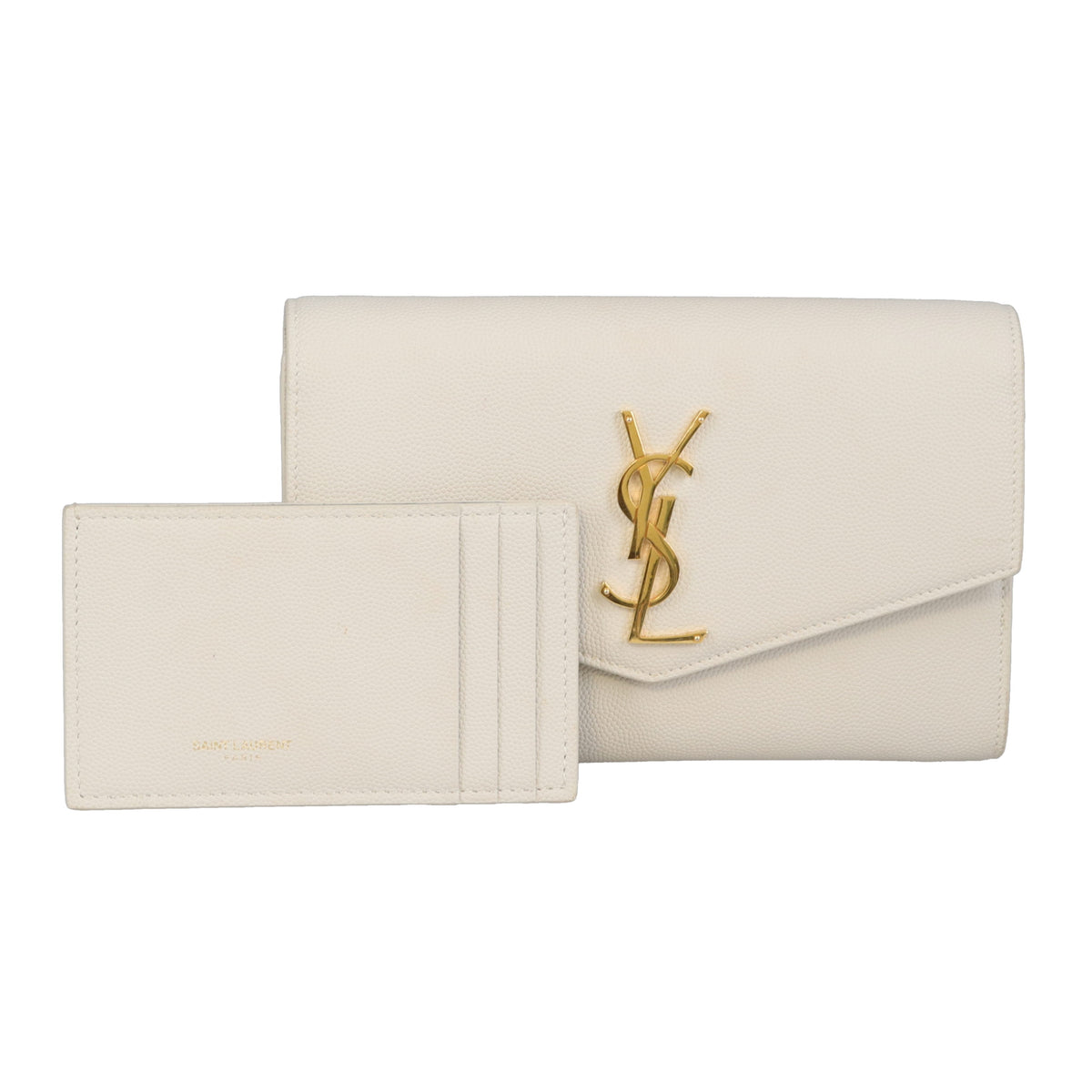 Saint Laurent Uptown Chain Wallet with Cardholder Blanc Vintage GHW 2021
