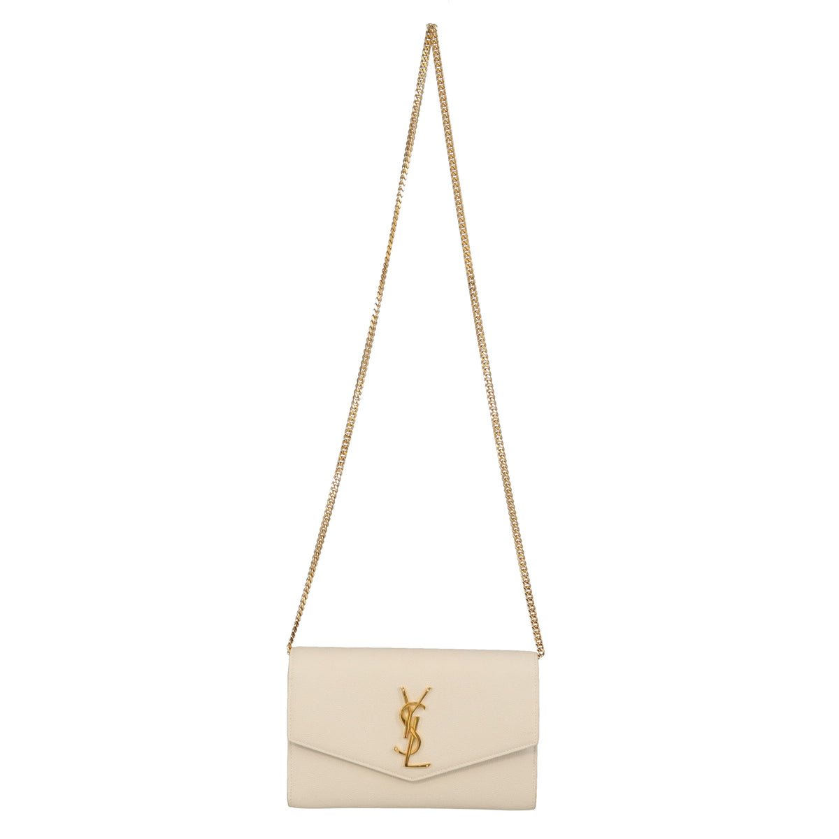 Saint Laurent Uptown Chain Wallet with Cardholder Blanc Vintage GHW 2021