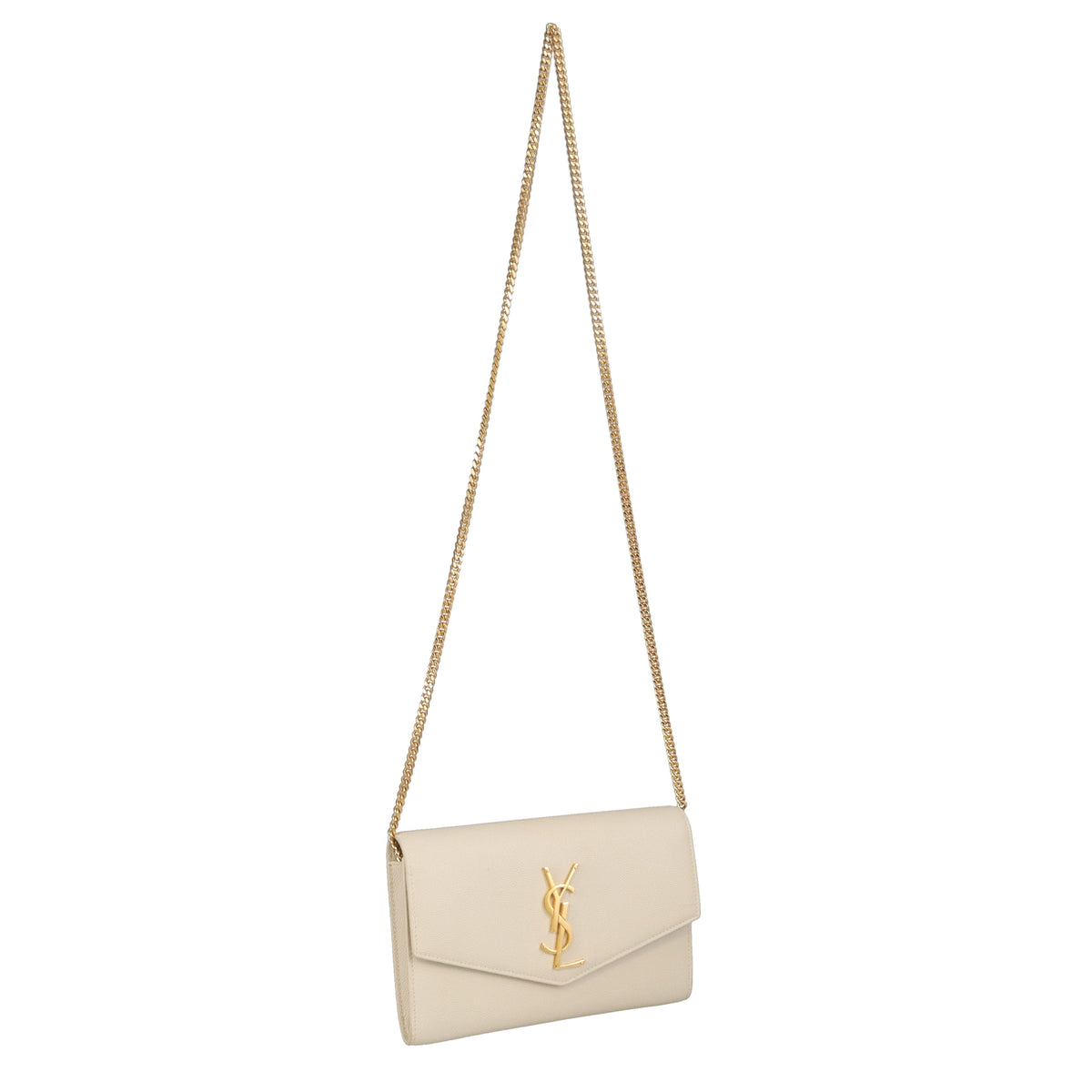 Saint Laurent Uptown Chain Wallet with Cardholder Blanc Vintage GHW 2021