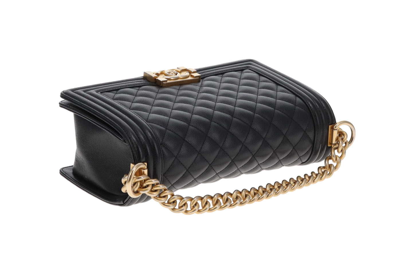 Chanel Medium Boy Bag In Black Caviar Leather GH 2019