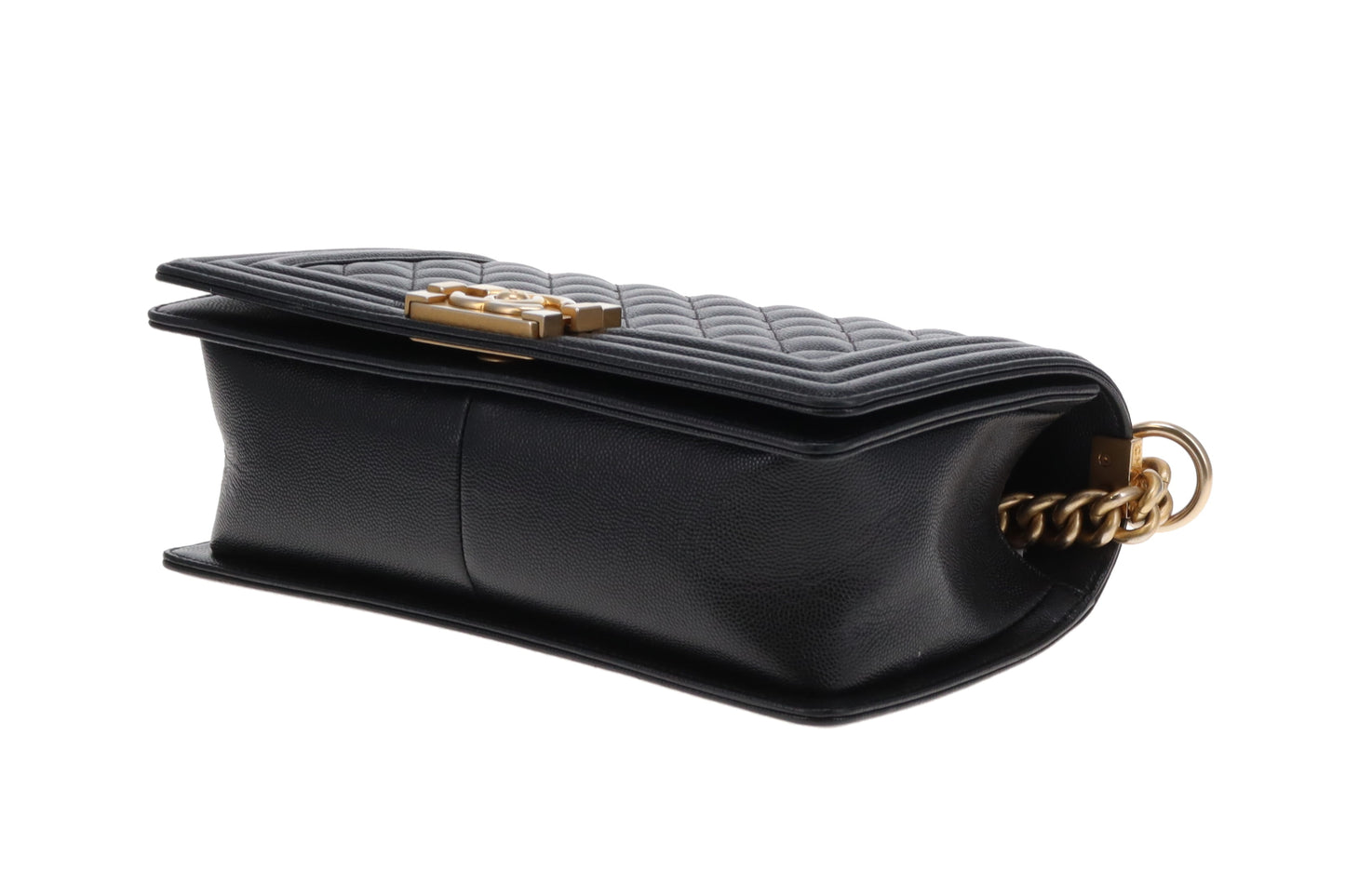 Chanel Medium Boy Bag In Black Caviar Leather GH 2019