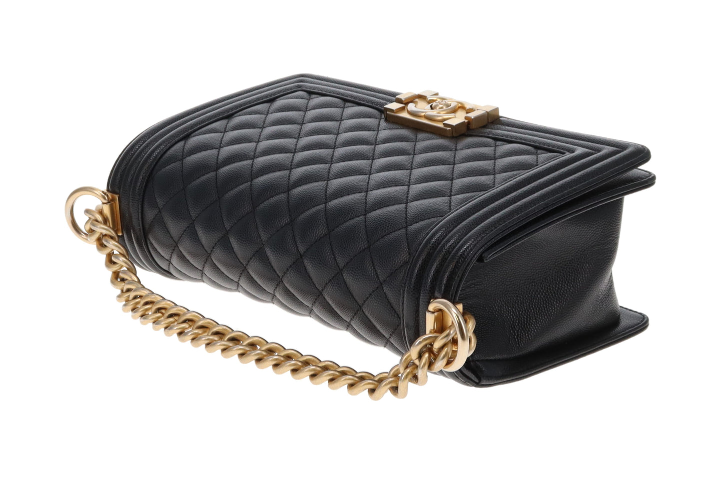 Chanel Medium Boy Bag In Black Caviar Leather GH 2019
