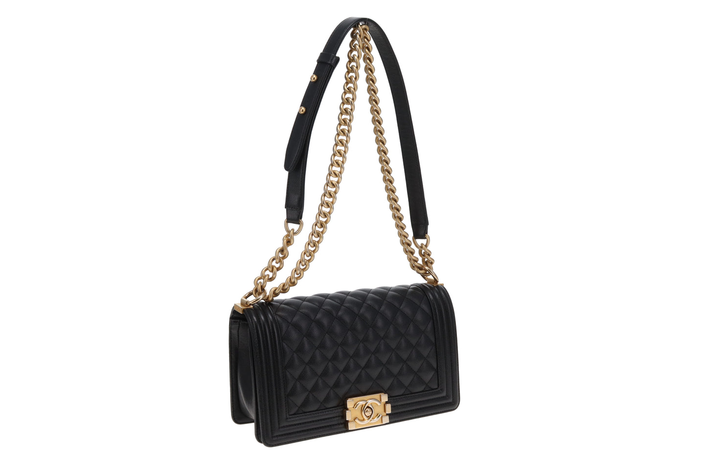 Chanel Medium Boy Bag In Black Caviar Leather GH 2019