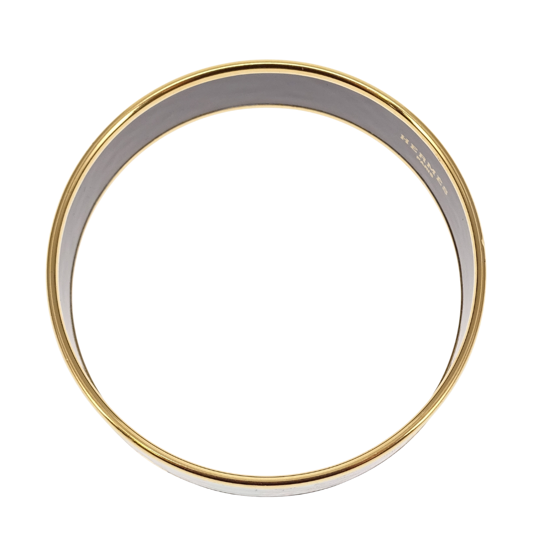 Hermes Bangle Teal Leopard Enamel Gold Plated