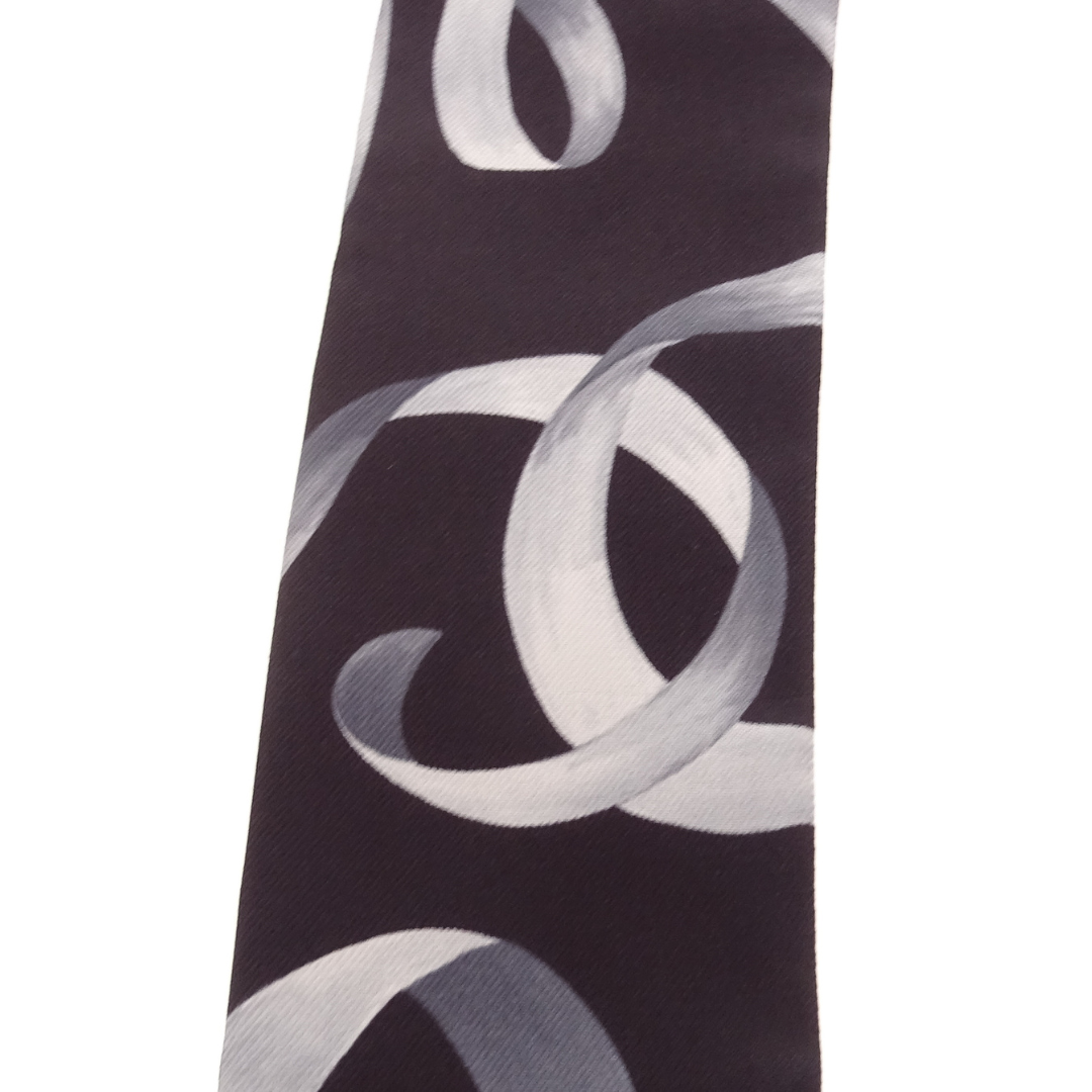 Chanel Twilly Black Ribbon Print 100% Silk