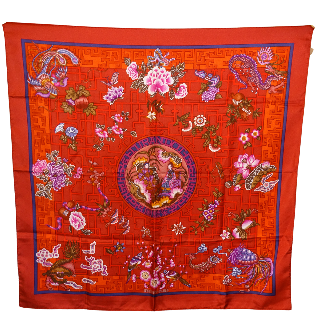 Hermes Turandot 90cm Silk Scarf Red