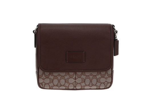 Coach Sprint Signature Monogram Messenger Bag Brown