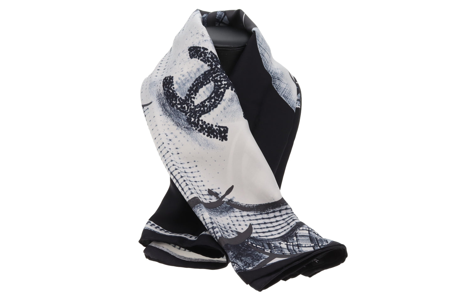 Chanel Camelia Print Artwork 90cm Silk Scarf