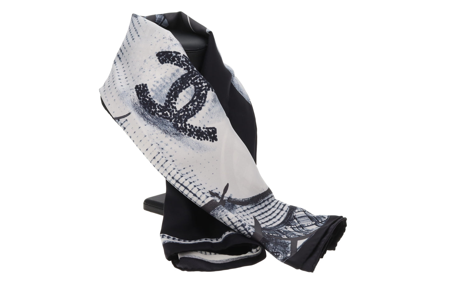 Chanel Camelia Print Artwork 90cm Silk Scarf