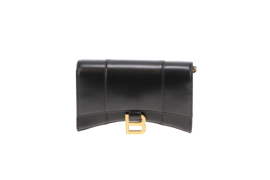 Balenciaga Hourglass Wallet On Chain Black With GHW