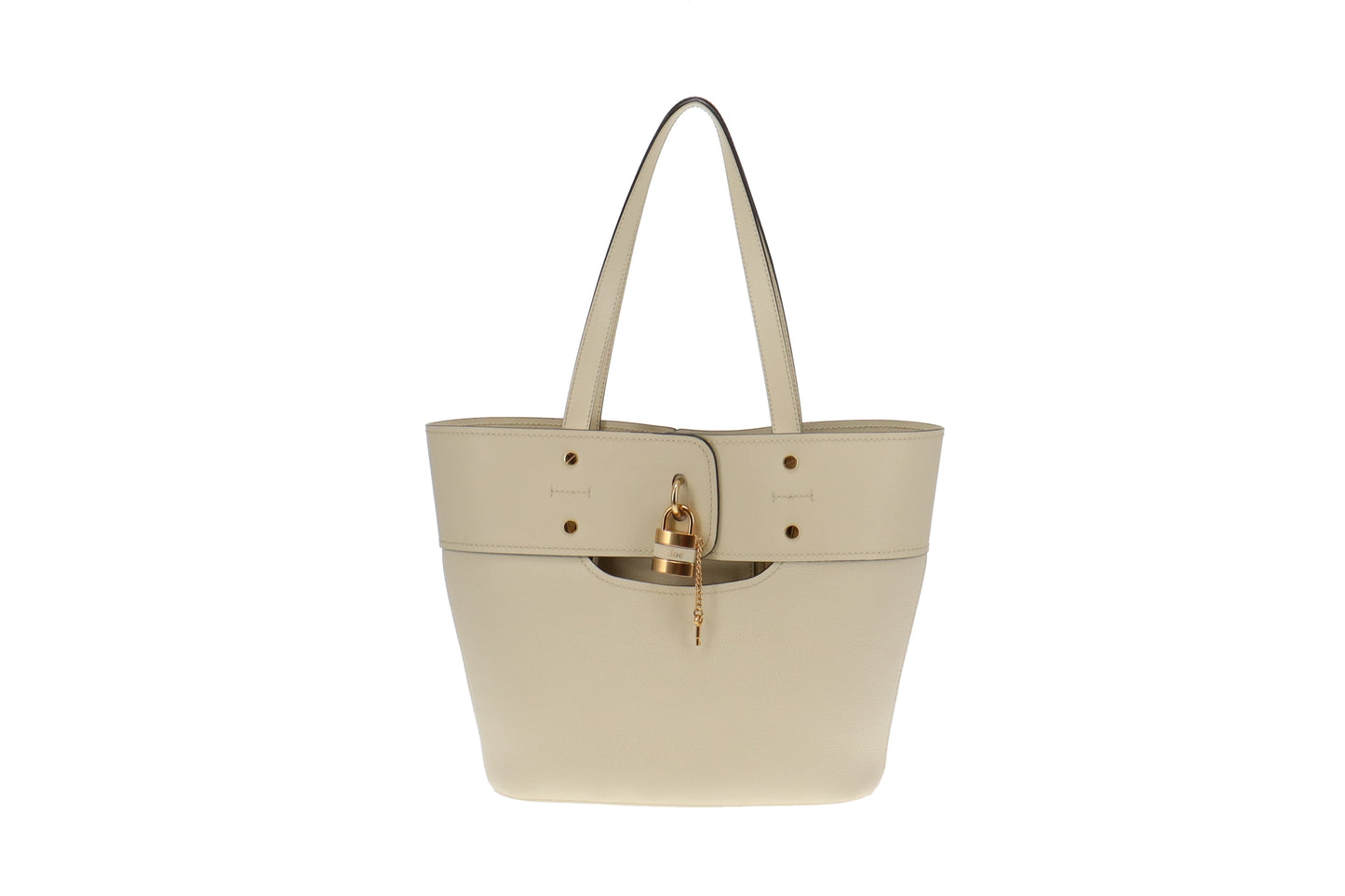 Chloe Cream Smooth and Grained Leather Medium Aby Tote