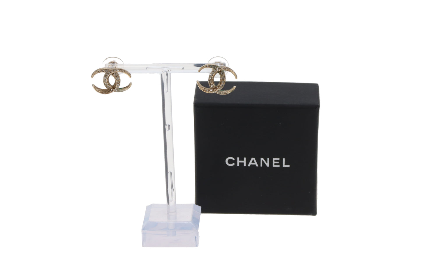 Chanel CC Strass Pale Gold Earrings 2015 Cruise Collection