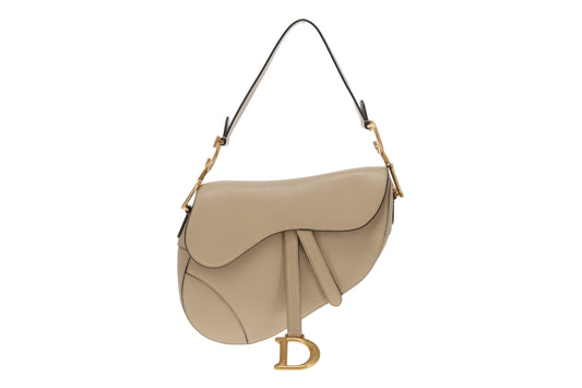 Dior Saddle Bag Beige With Montaigne Navy Strap (2020)