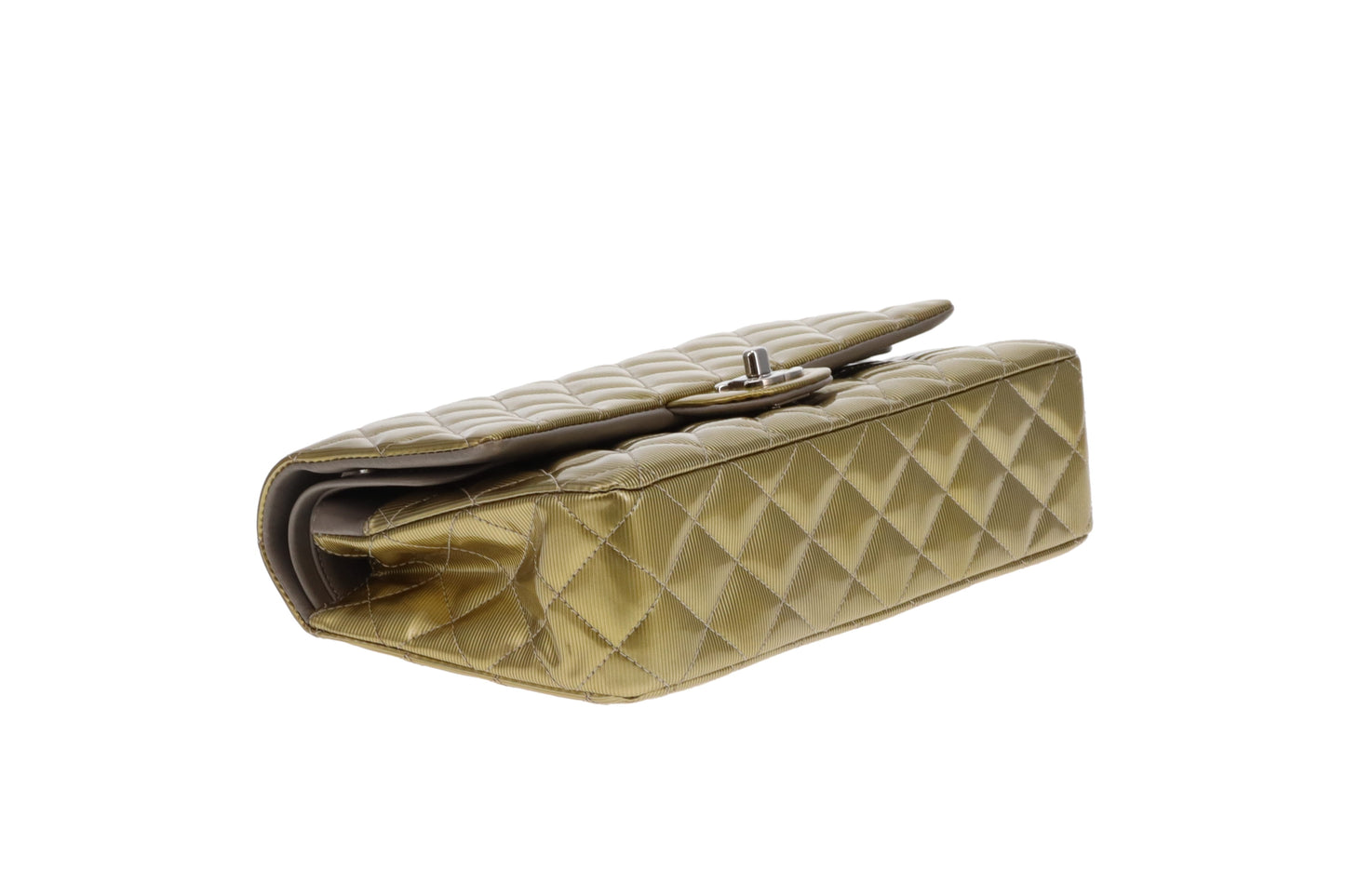 Chanel Classic Double Flap Bag Seasonal Gold Patent Leather SHW 2012