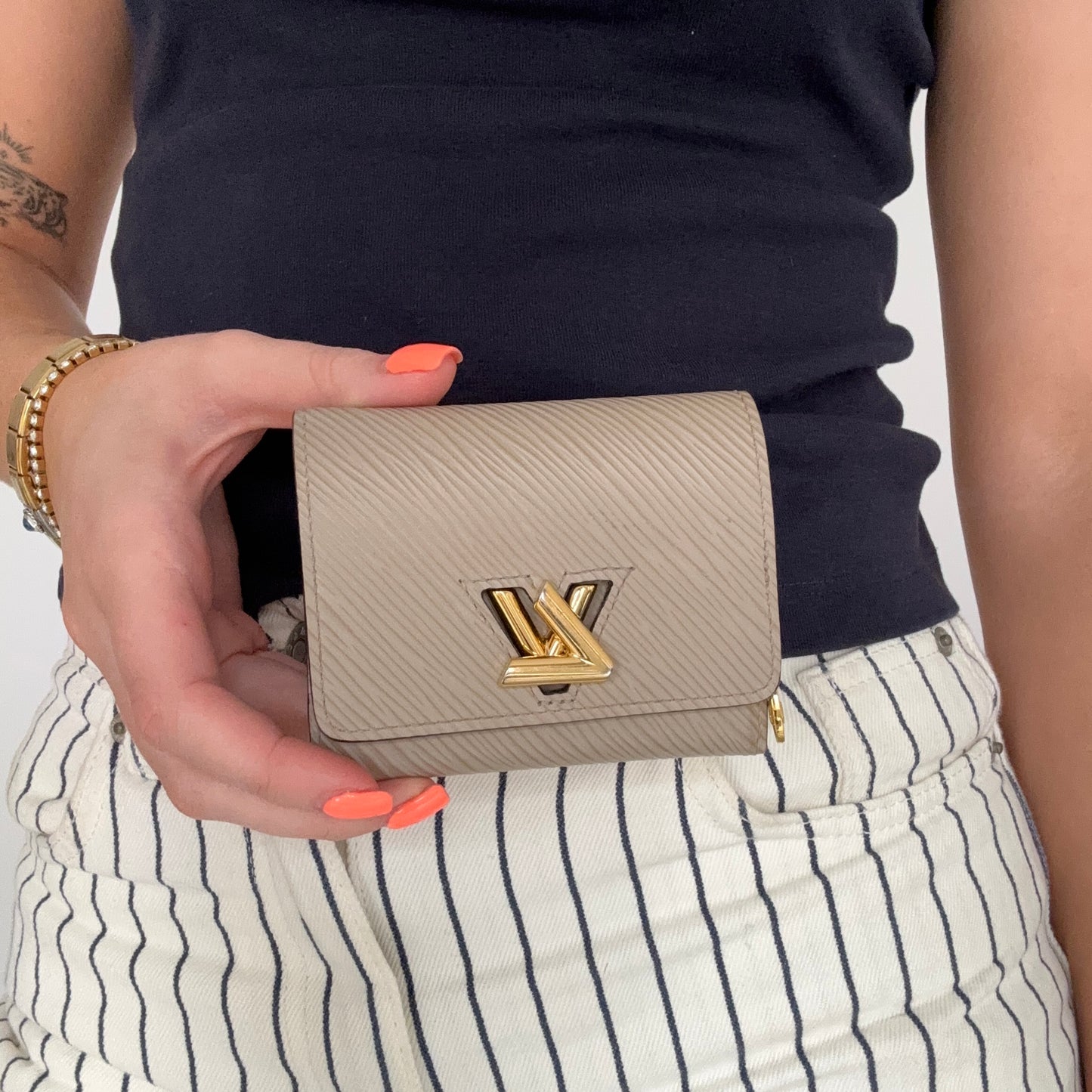 Louis Vuitton Twist Compact Wallet Beige Epi Leather