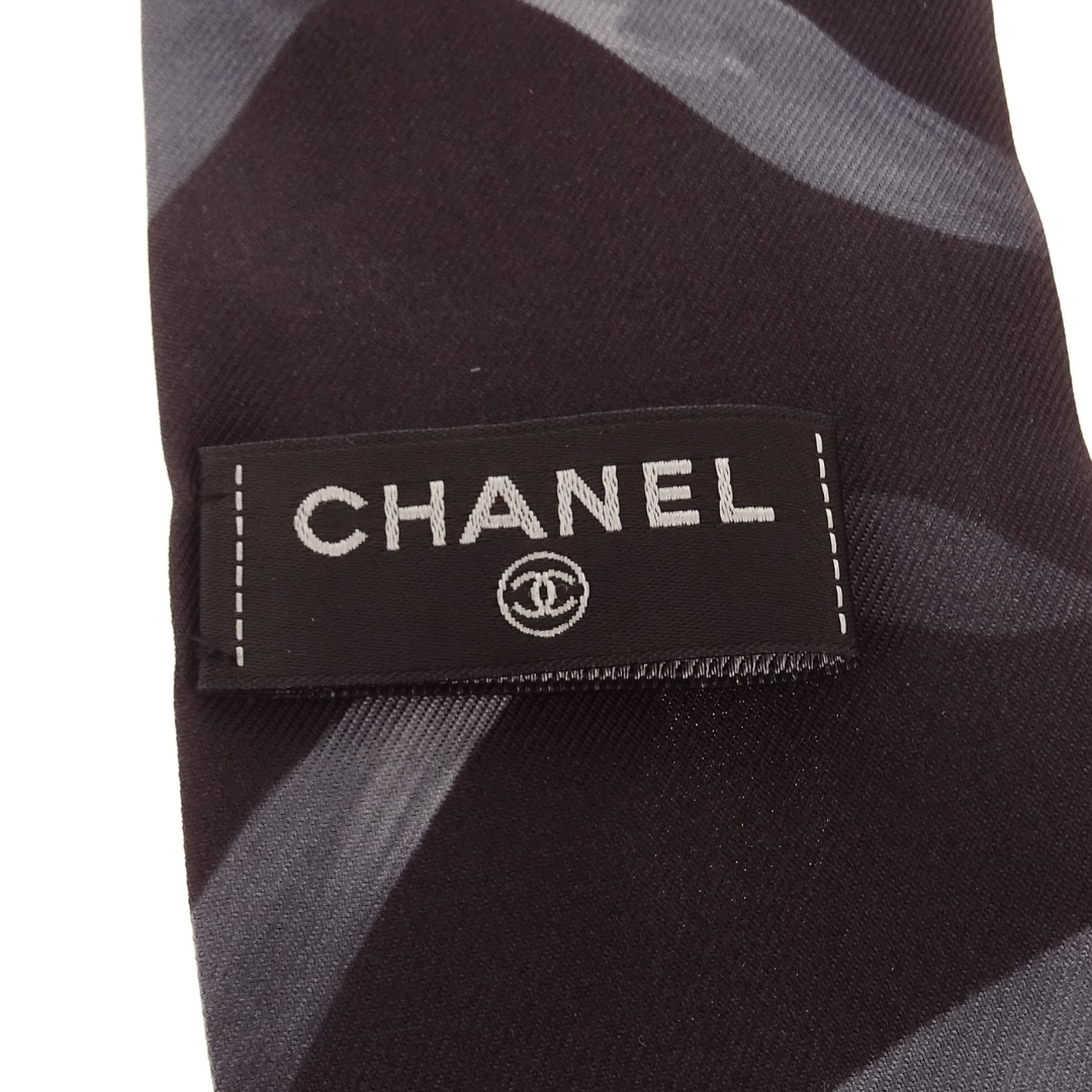 Chanel Twilly Black Ribbon Print 100% Silk