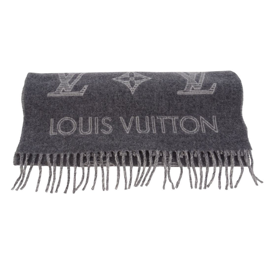 Louis Vuitton Shadow Scarf Grey 90% Wool 10% Cashmere