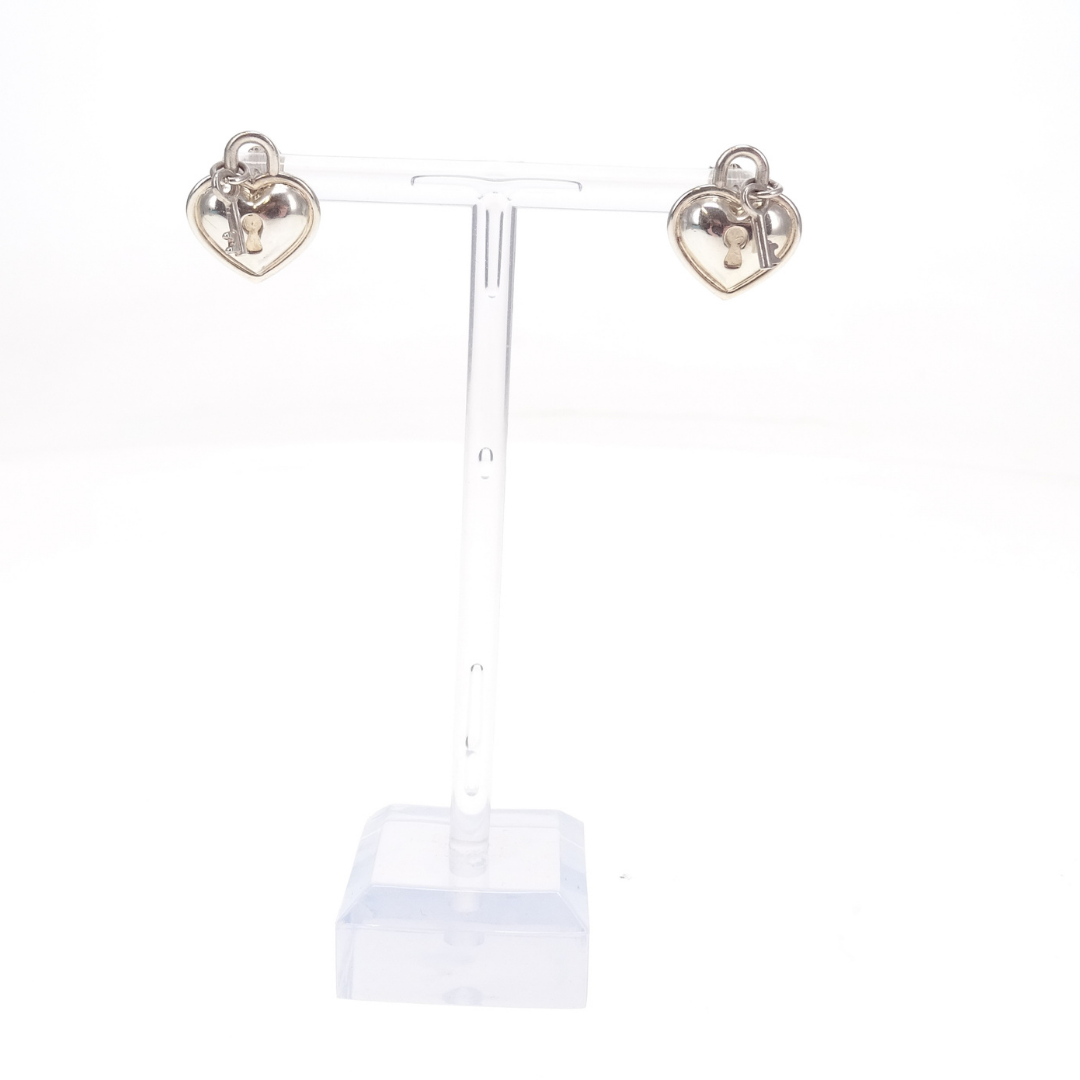 Tiffany & Co Heart Padlock and Key Earrings Sterling Silver