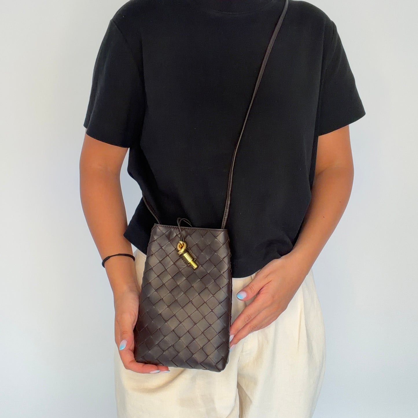 Bottega Veneta Andiamo Phone Pouch Fondant GHW