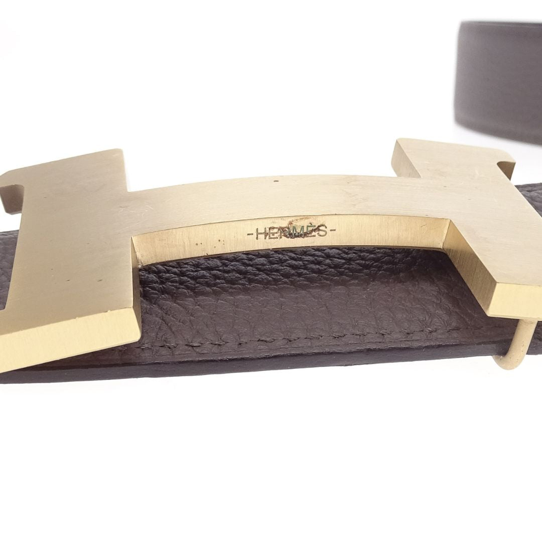 Hermes Belt Noir and Etain with Constance Buckle