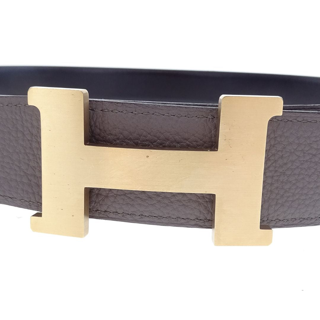 Hermes Belt Noir and Etain with Constance Buckle