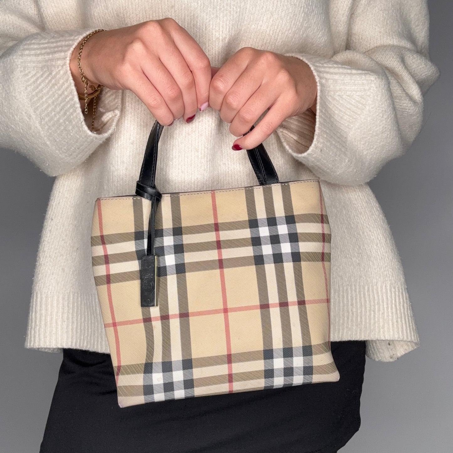 Burberry Mini Top Handle Tote Check