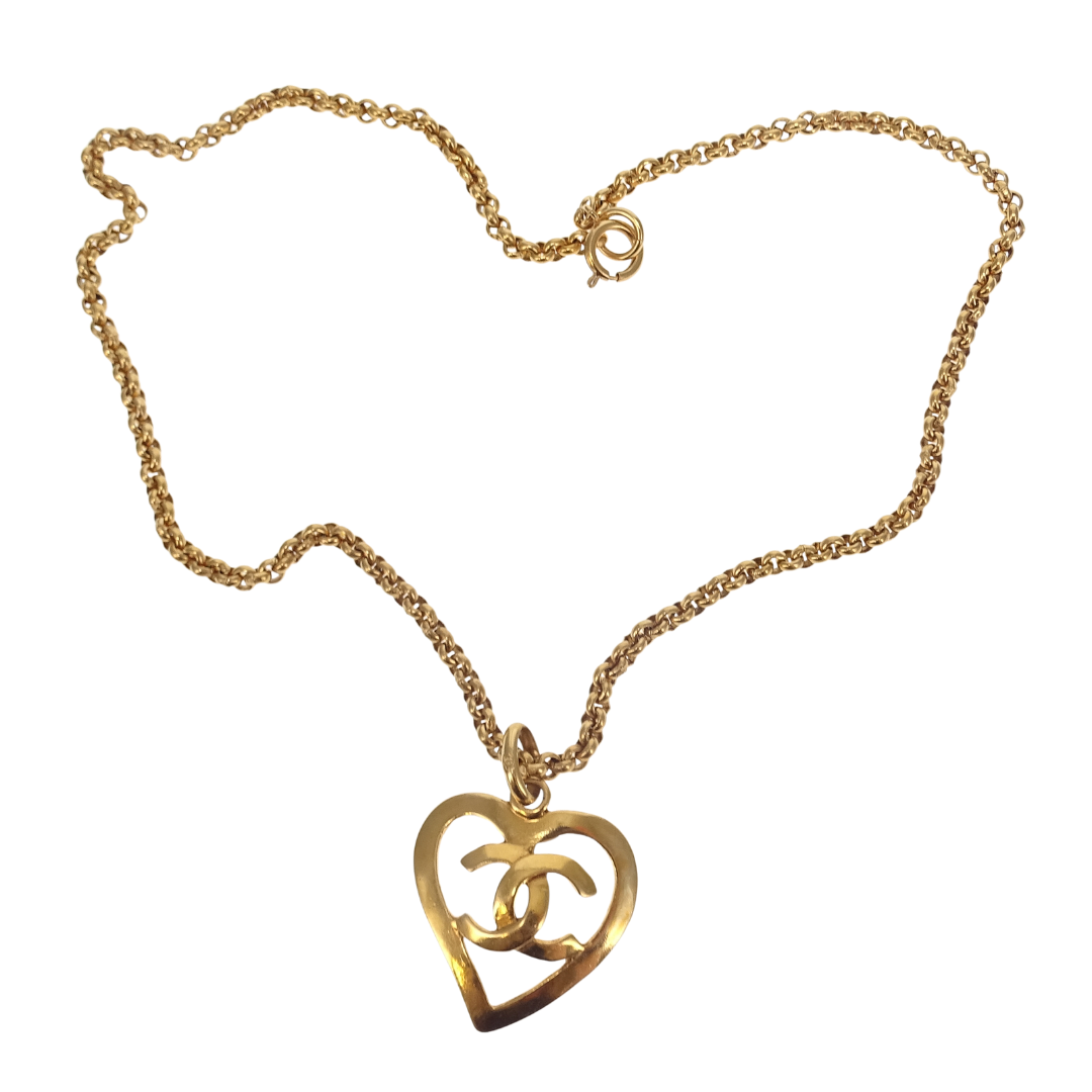 Chanel Goldtone 1995 Heart CC Vintage Chain