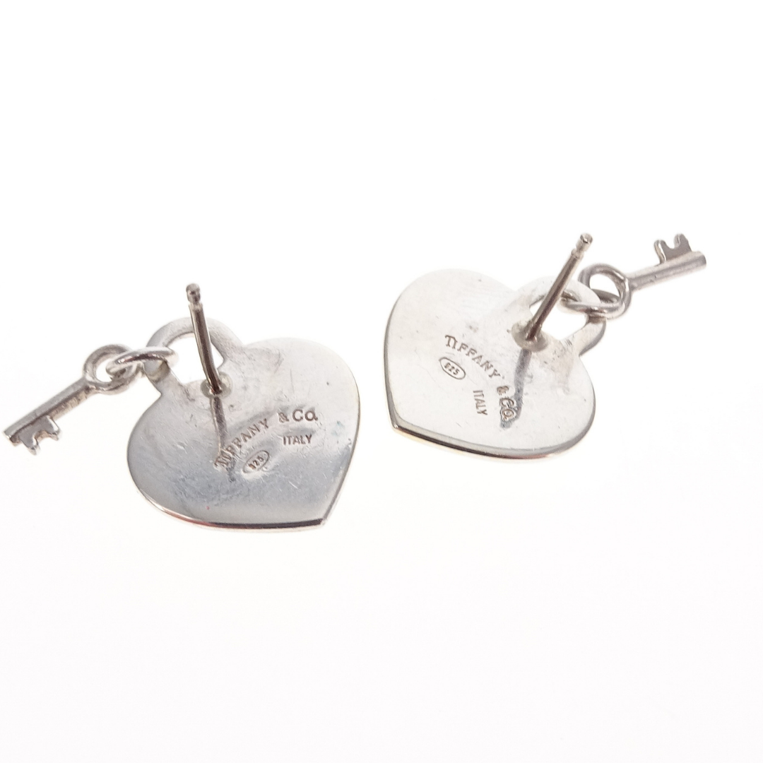 Tiffany & Co Heart Padlock and Key Earrings Sterling Silver