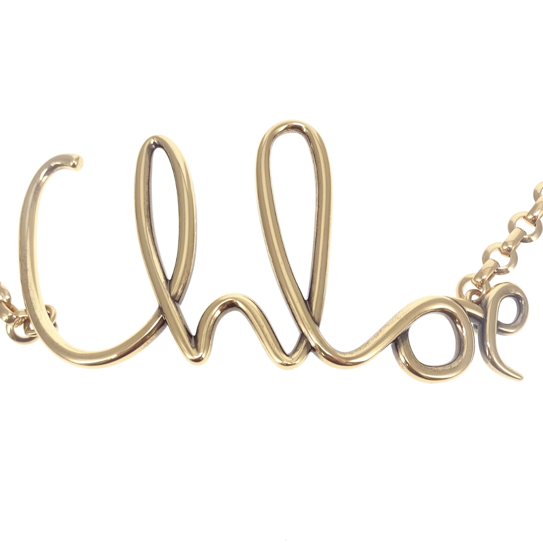 Chloe Script Logo Chain Belt Brass