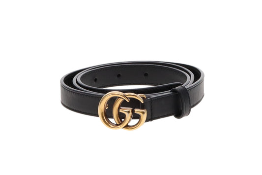 Gucci 2cm Black Leather GG Buckle Belt 90/36