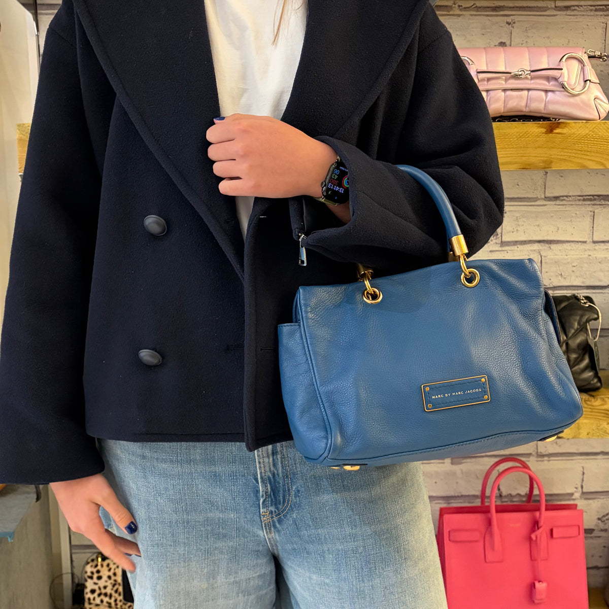 Marc Jacobs Too Hot To Handle Tote Bag Blue Leather