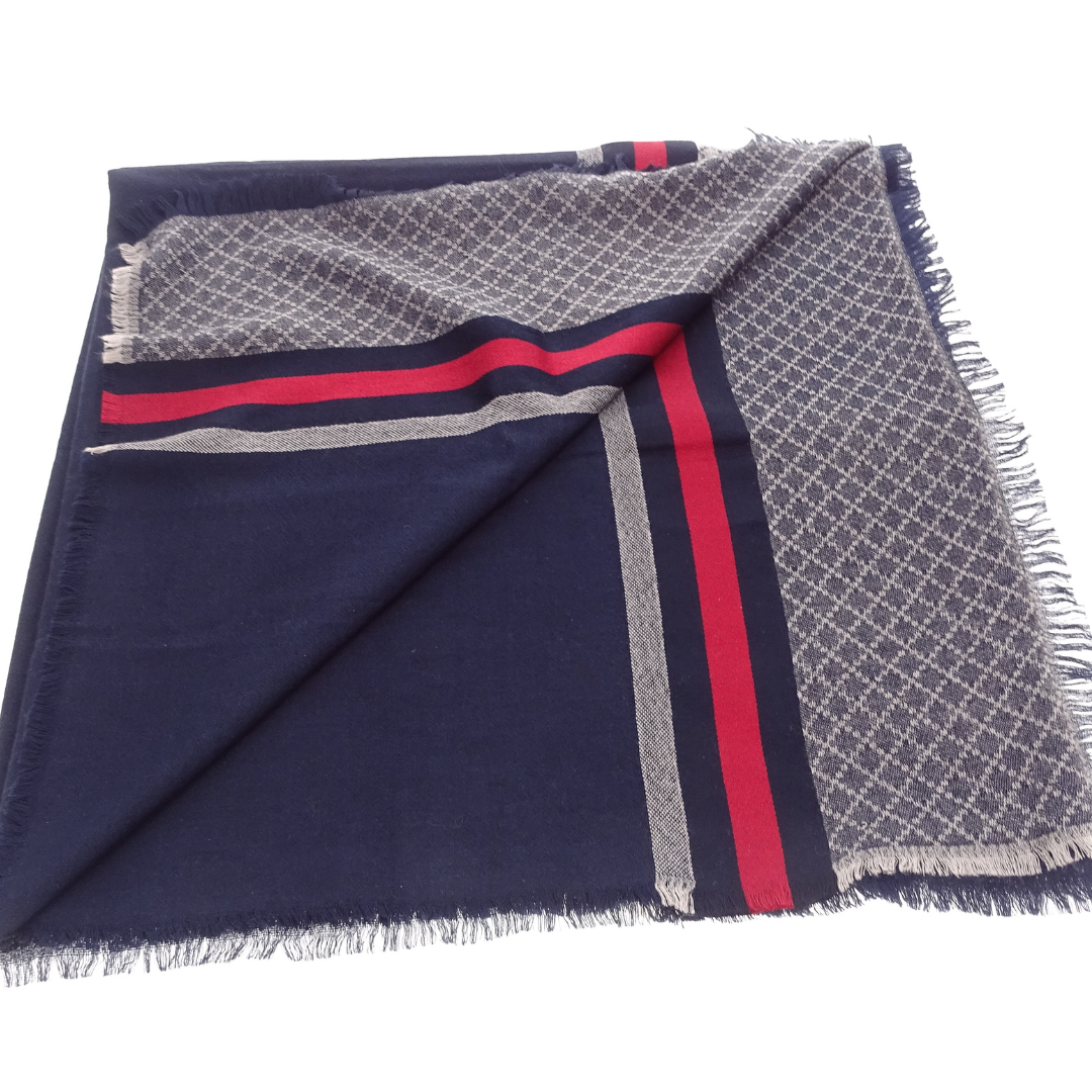 Gucci Wool & Silk Diamante Web Pattern Grey Shawl