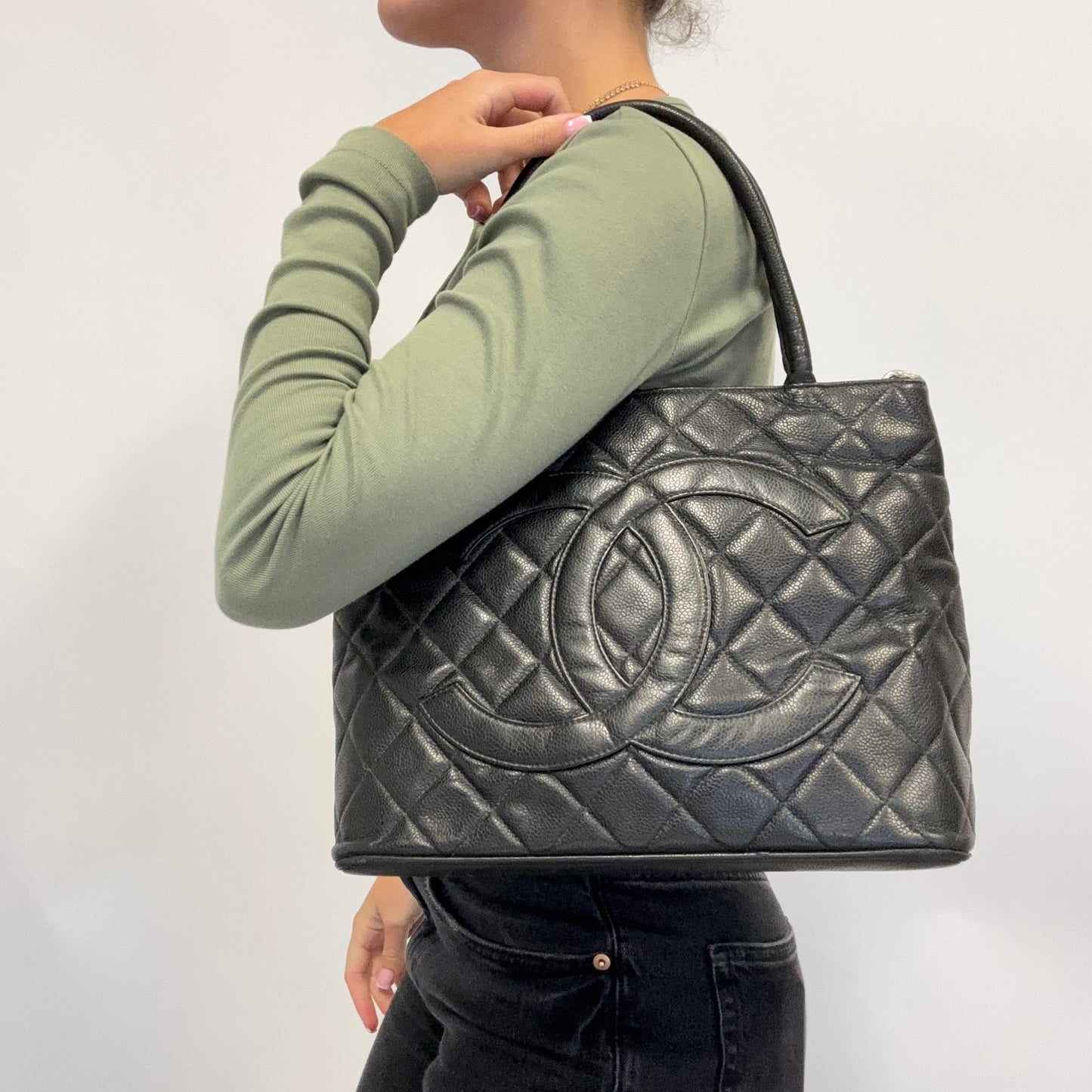 Chanel Medallion Tote Black Caviar SHW 2003/04