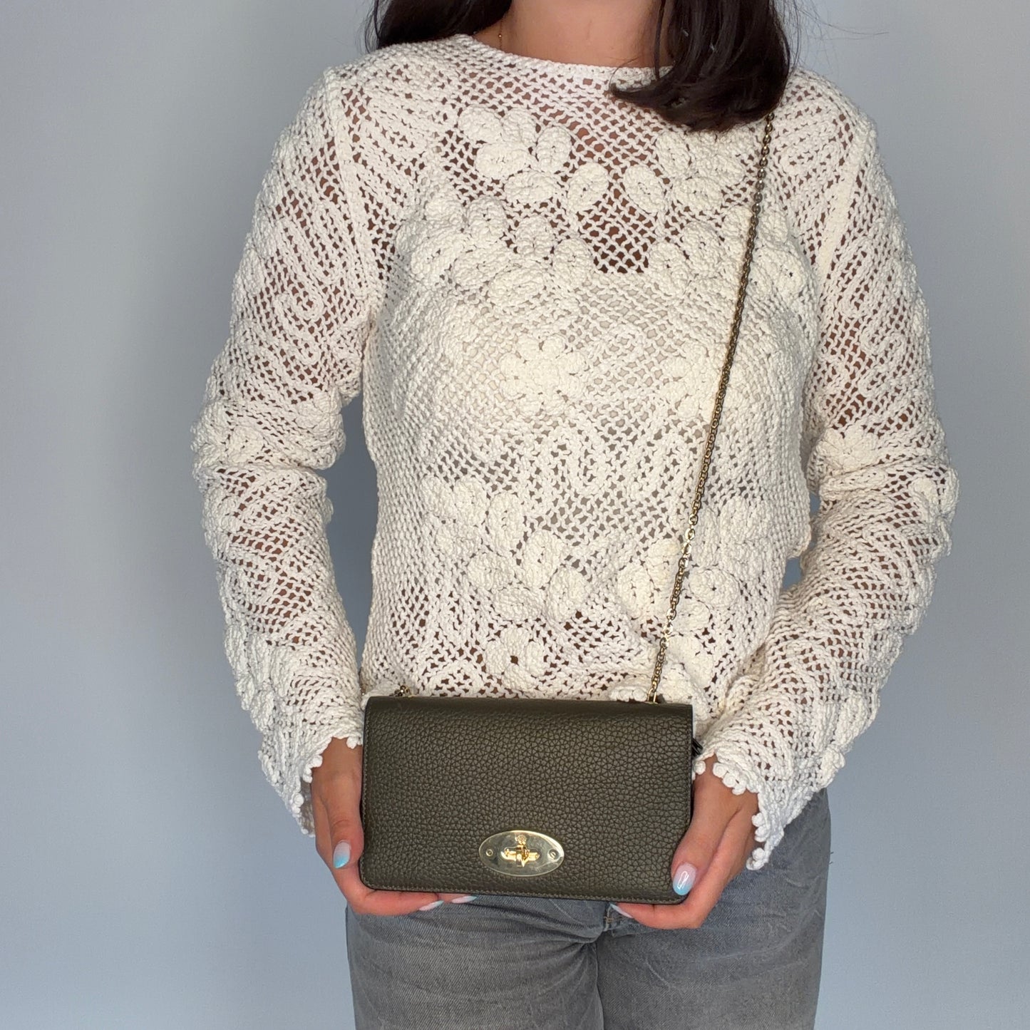 Mulberry Bayswater Clutch on Chain Khaki GHW