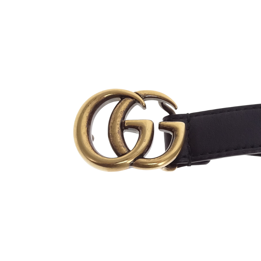 Gucci Belt GG Thin Black GHW 95cm