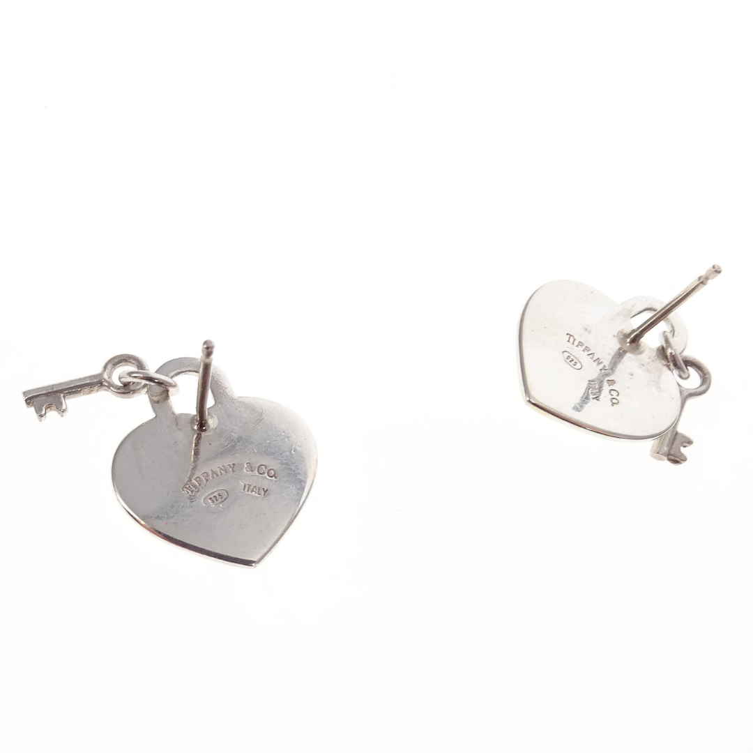 Tiffany & Co Heart Padlock and Key Earrings Sterling Silver