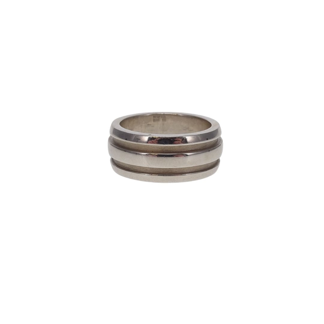 Tiffany & Co Sterling Silver Atlas Double Grooved Ring (size 54)