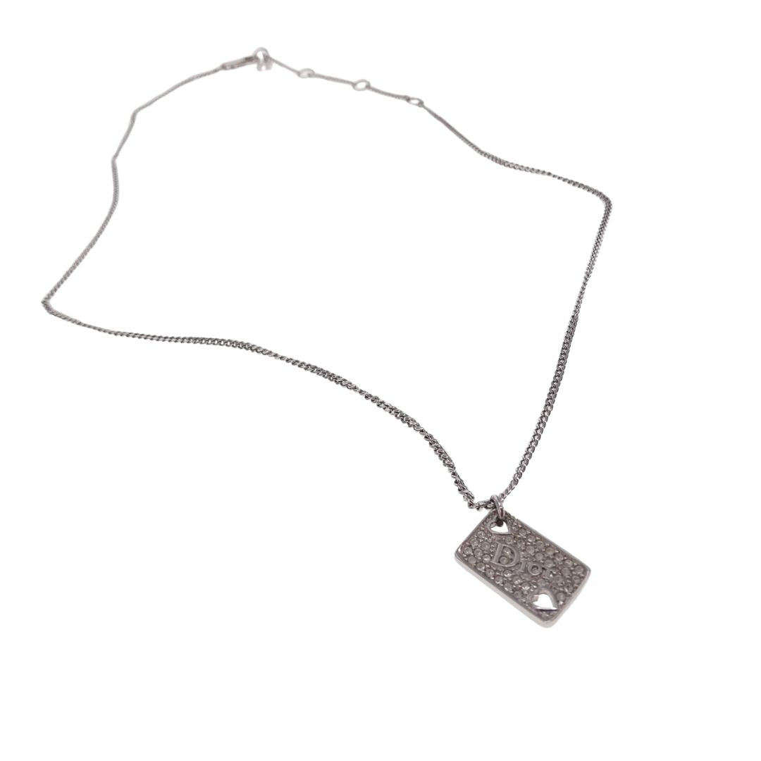 Dior Necklace Playing Card Strass Charm Pendant Vintage