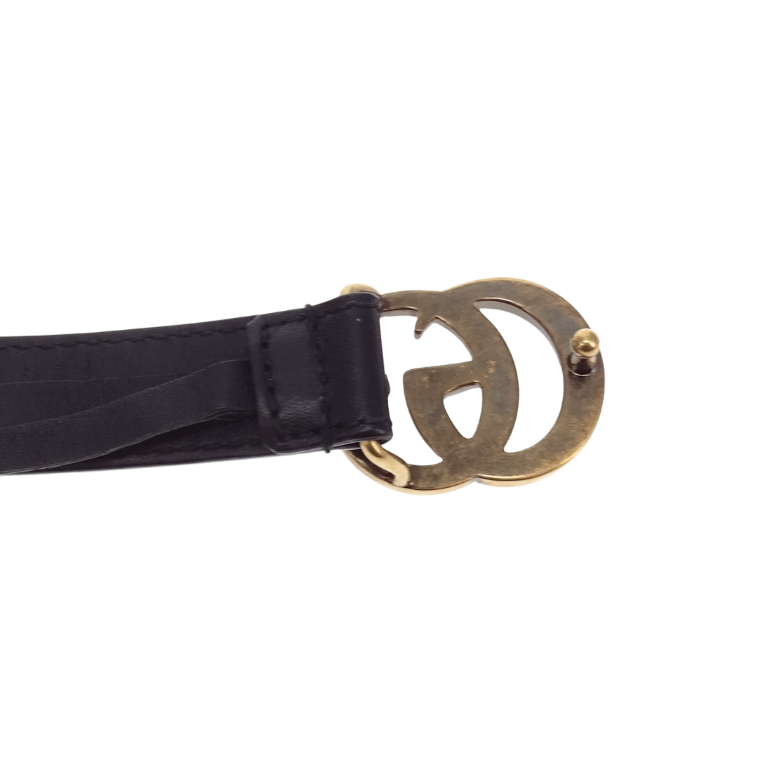Gucci Belt GG Thin Black GHW 95cm