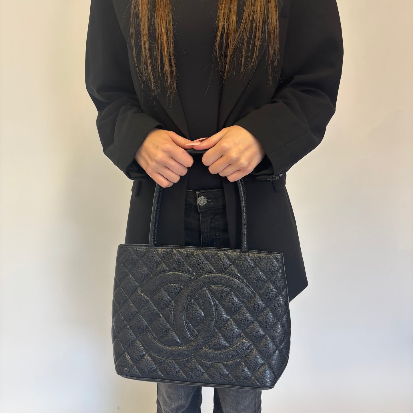 Chanel Black Caviar Vintage Medallion Tote Bag 2004/05