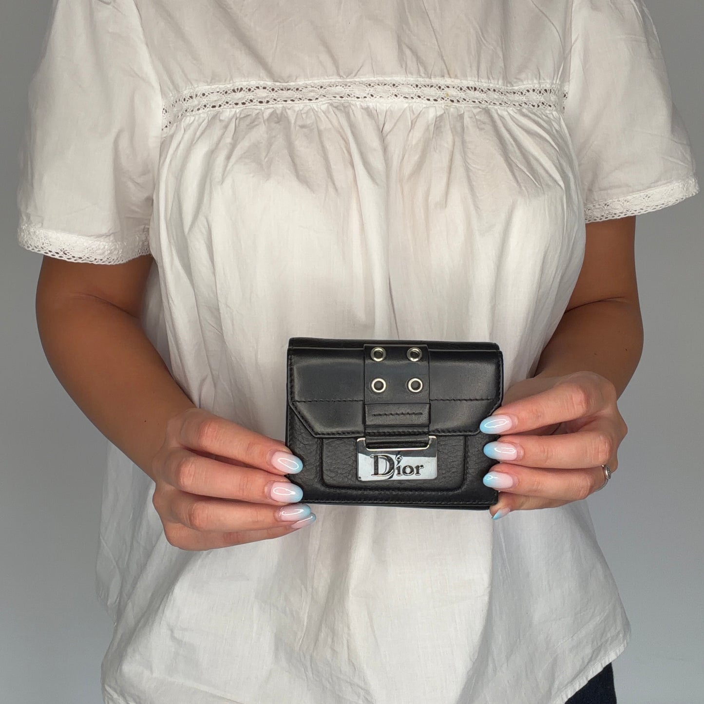 Dior Street Chick Black Compact Leather Wallet Vintage