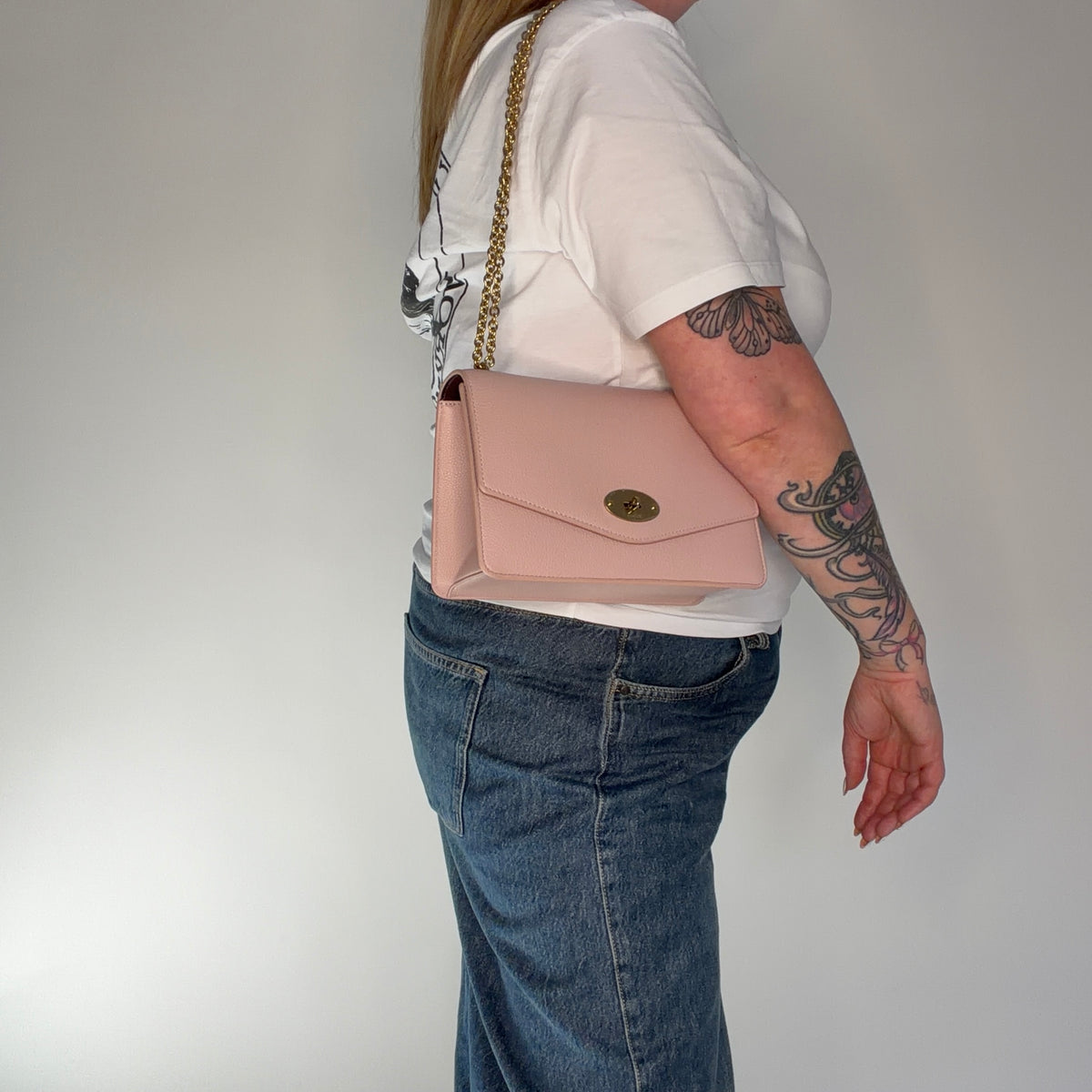 Mulberry Darley Powder Pink Classic Grain Gold HW