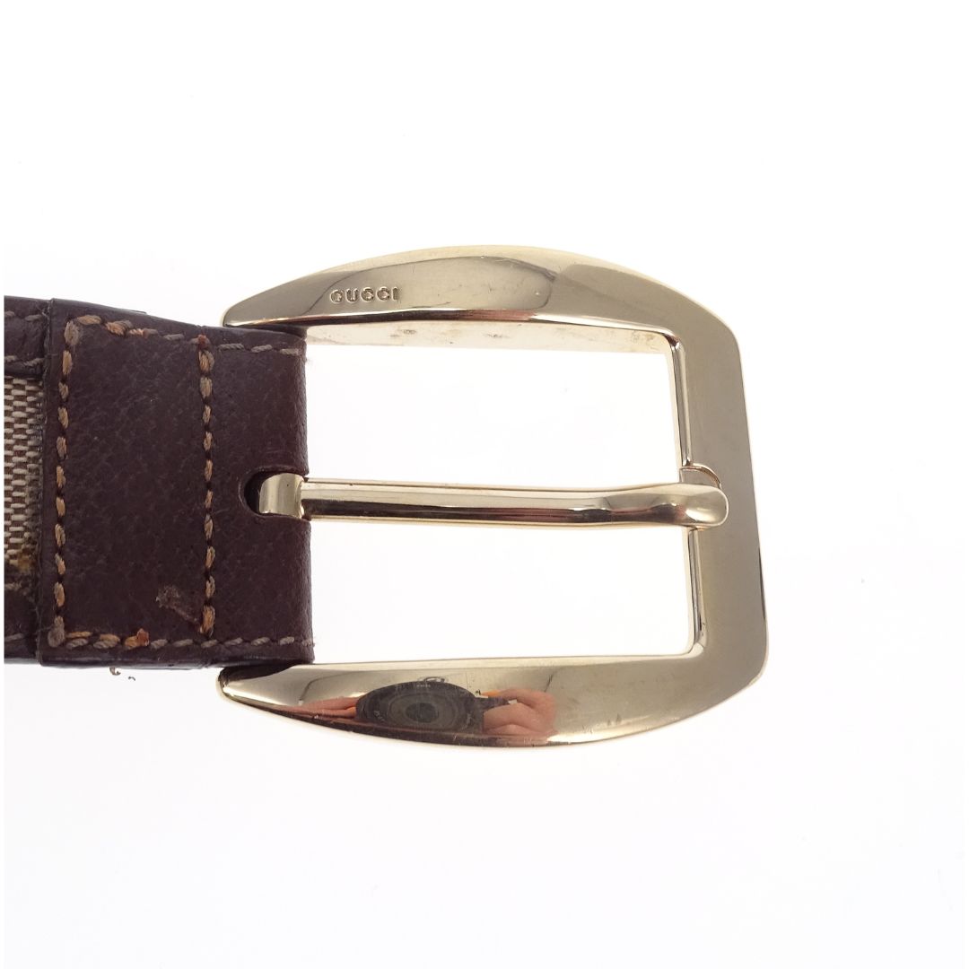 Gucci Belt GG Canvas and Brown Leather 90cm