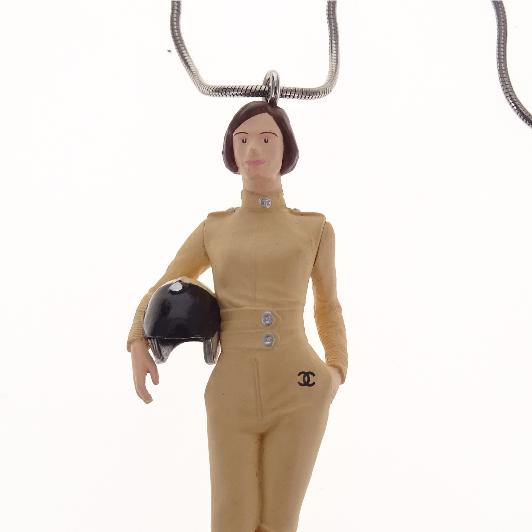 Chanel Rare Coco Kiera Knightley Figurine Pendant On Snake Chain